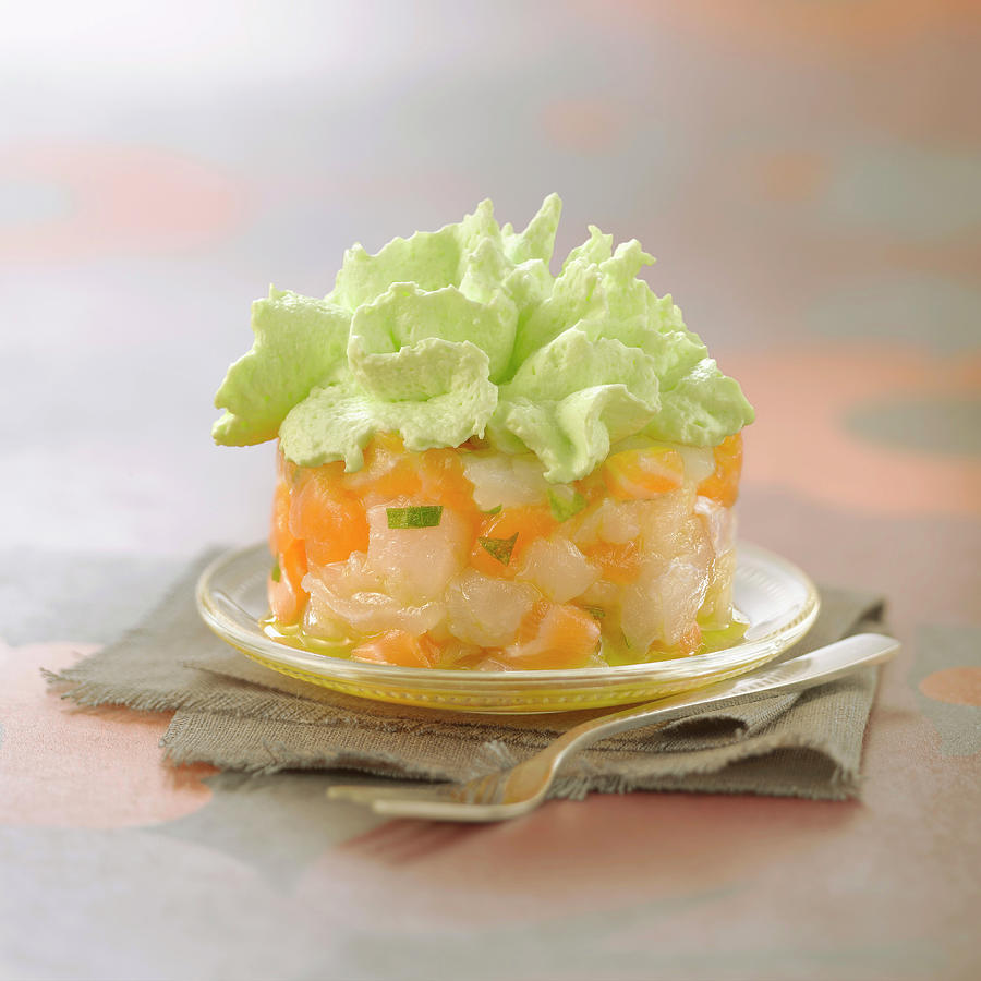 Cher Photograph - Tartare Aux Trois Poissons Et Chantilly De Wasabi Three Fish Tartare And Wasabi Whipped Cream by Studio - Photocuisine