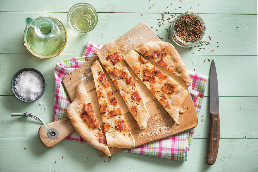 Tarte Flamb With Bacon And Caraway Photograph by Fotografie-lucie-eisenmann