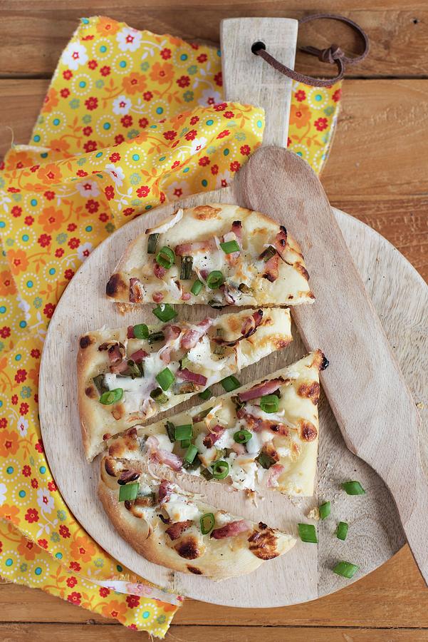 Tarte Flambe Topped With Bacon And Onions Photograph by Sonia Chatelain