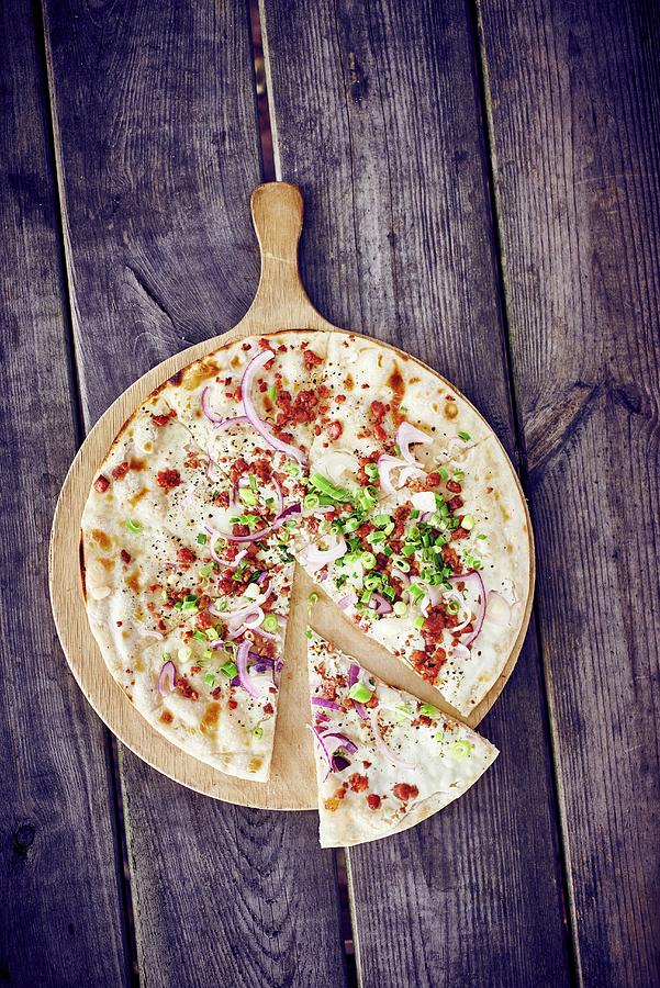 Tarte Flambe With Bacon And Onions Photograph by Bernhard Winkelmann