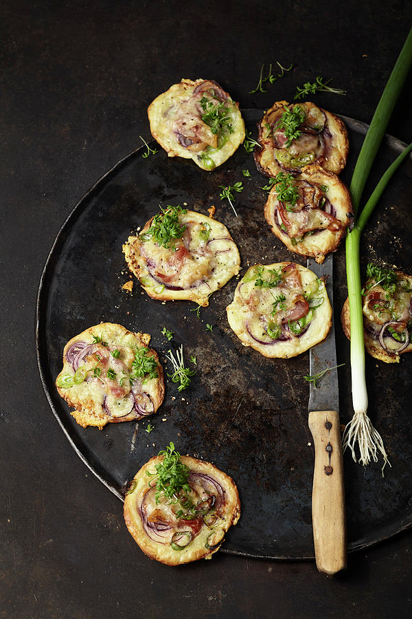 Tarte Flambe With Onions, Ham, Cheese And Cress Photograph by Ulrike Holsten / Stockfood Studios