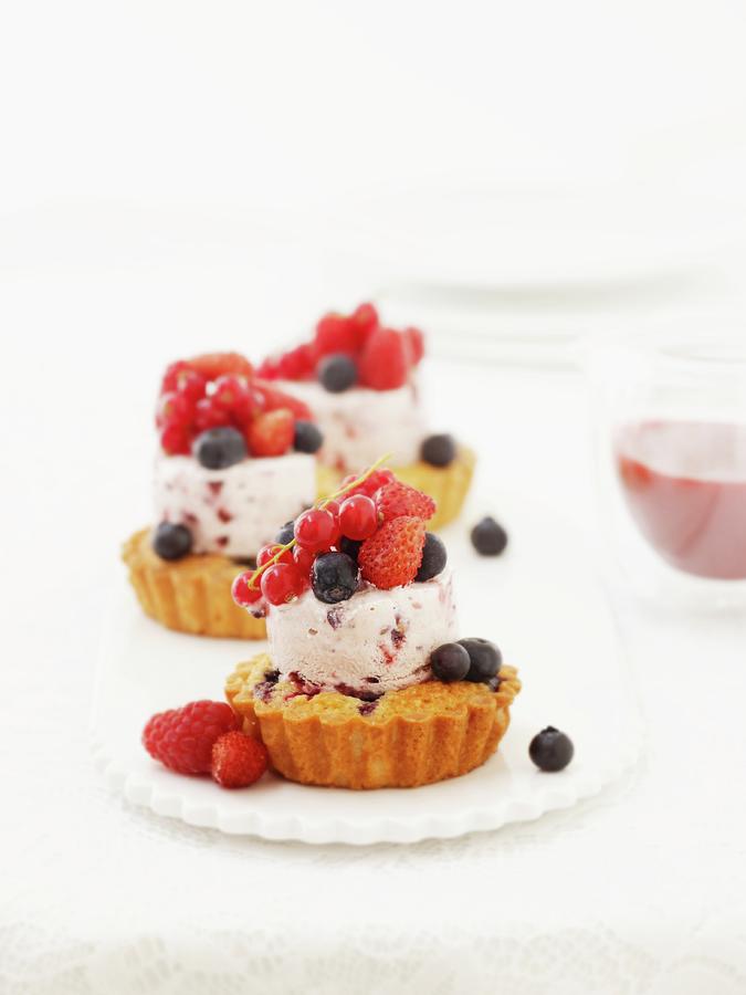 Tartlets With Berry Ice Cream Photograph by Atelier Mai 98