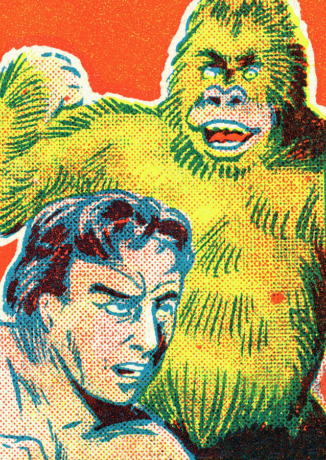 Jungle Drawing - Tarzan and gorilla by CSA Images