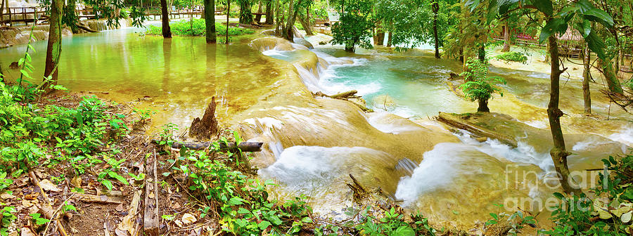 Tat Sae Waterfalls. Beautiful Landscape. Laos. Panorama Photograph
