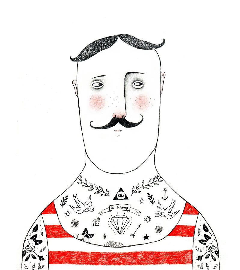 Big Digital Art - Tattoed Man Pencil Drawing by Lenaer Big Digital Art - Tattoed Man Pencil Drawing by Lenaer