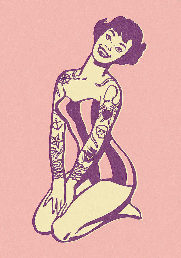Summer Drawing - Tattooed and Pierced Bathing Beauty by CSA Images
