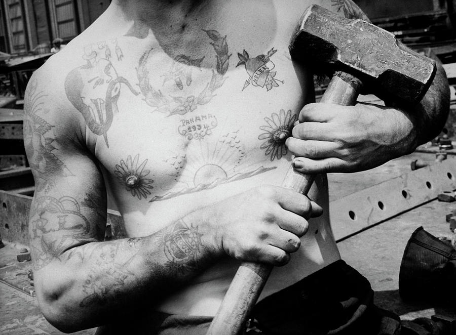 Tattooed Shipbuilder Photograph by Margaret Bourke-white Tattooed Shipbuilder Photograph by Margaret Bourke-white