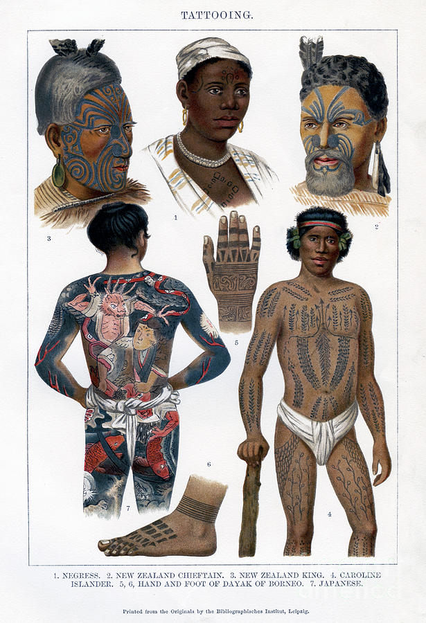 Tattooing, 1800-1900 Drawing by Print Collector