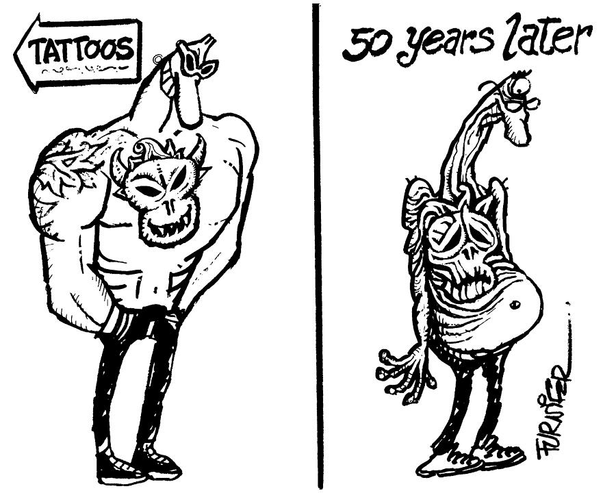 Tattoos Sagging With Time Drawing by Claudio Furnier Tattoos Sagging With Time Drawing by Claudio Furnier