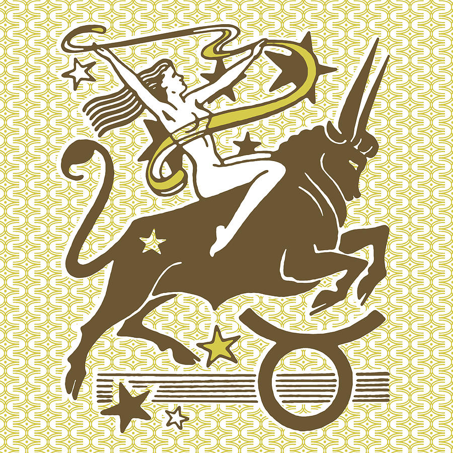 Vintage Drawing - Taurus Symbol by CSA Images