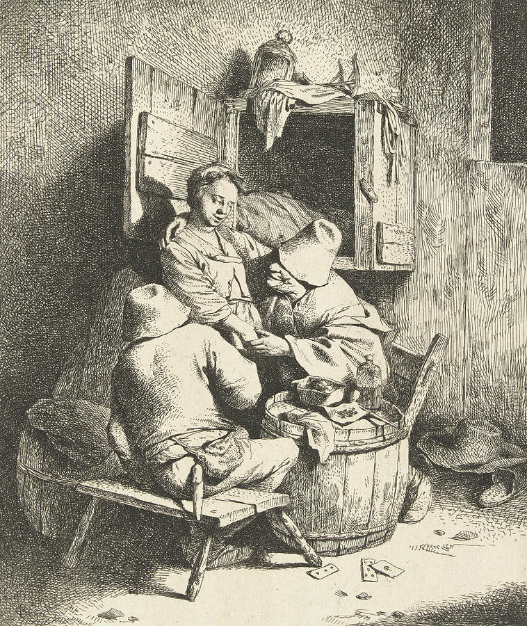 Tavern Man Caressing a Woman Relief by Cornelis Pietersz Bega