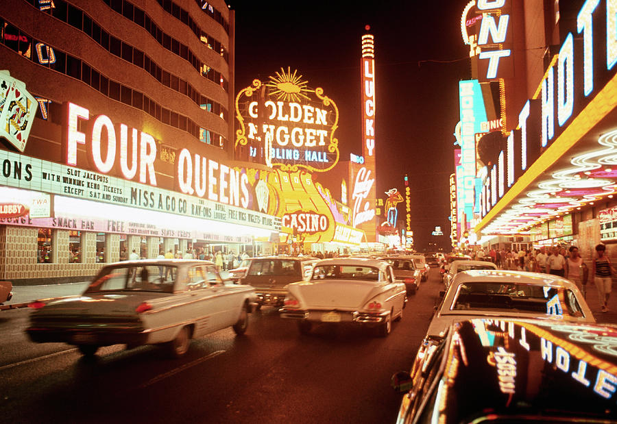 Las Vegas Photograph - Taxi Filled Street During Las Vegas by Bettmann