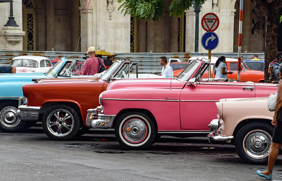Taxis in Havana Photograph by Mark Duehmig