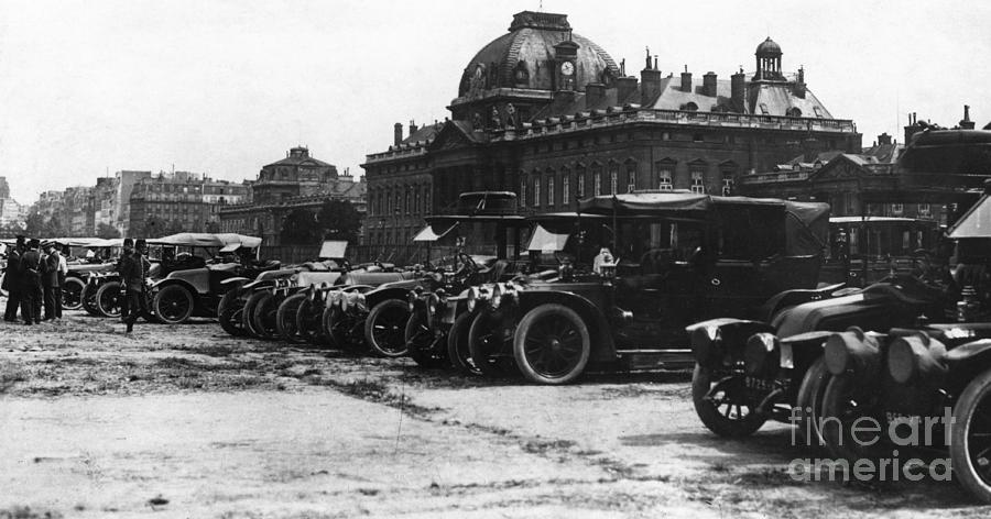 Taxis Of The Marne Outside Ecole Photograph by Bettmann
