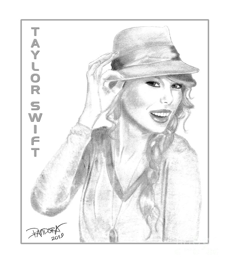 Taylor Swift Drawing - Taylor Swift Tips Her Hat by Pandora Art