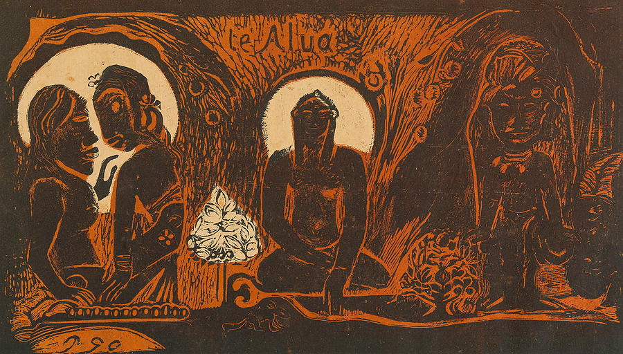 Te atua - The God Relief by Paul Gauguin