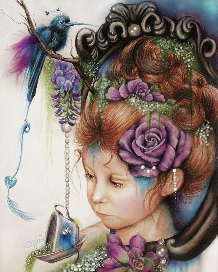 Flower Mixed Media - Tea & Periwinkle - Tea Series by Sheena Pike Art And Illustration