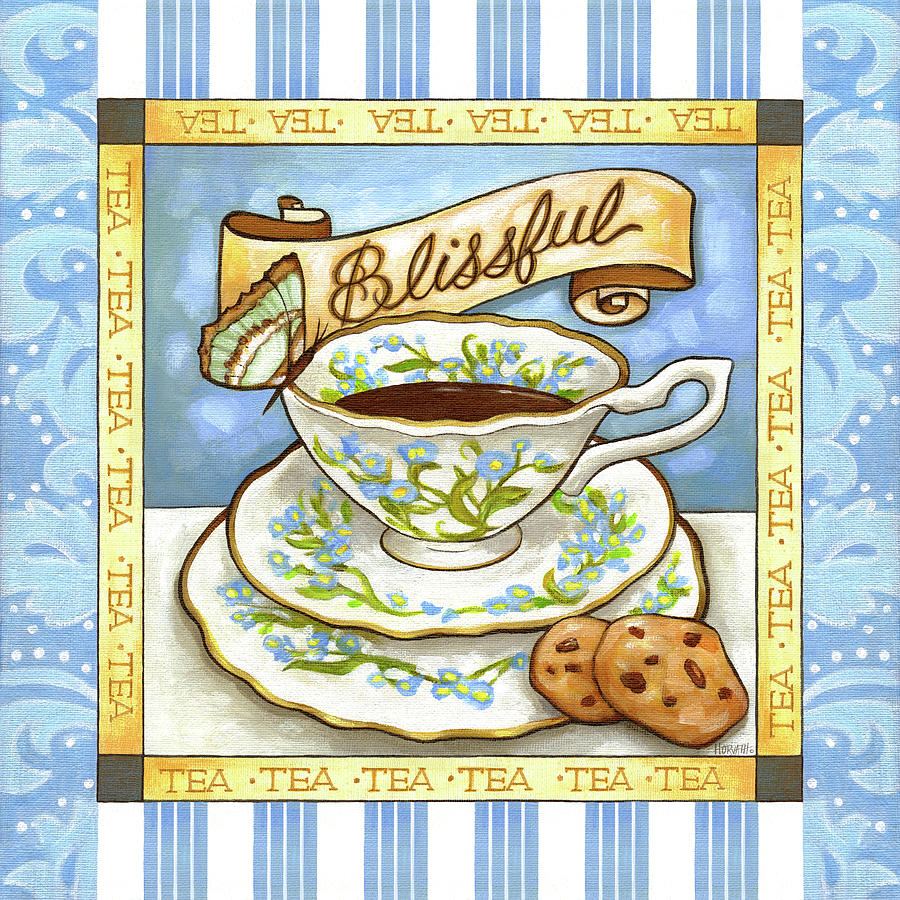 Tea Painting - Tea Blissful Blue Teacup by Cathy Horvath-buchanan