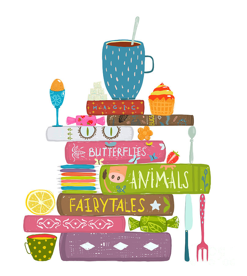 Symbol Digital Art - Tea Drinking Eating Pastry And Reading by Popmarleo Symbol Digital Art - Tea Drinking Eating Pastry And Reading by Popmarleo