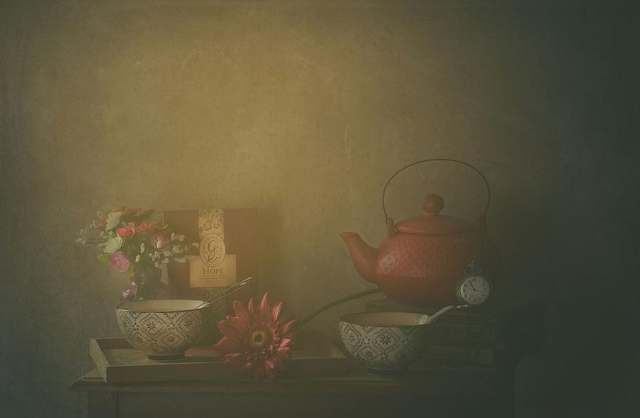 Bowl Photograph - Tea For Two...love And Tea by Delphine Devos