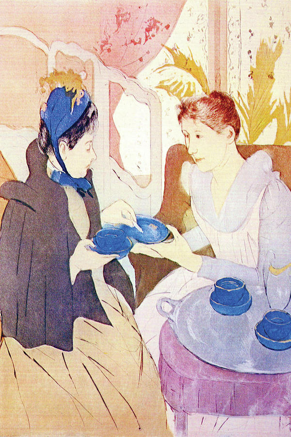Tea in the afternoon Painting by Mary Cassatt