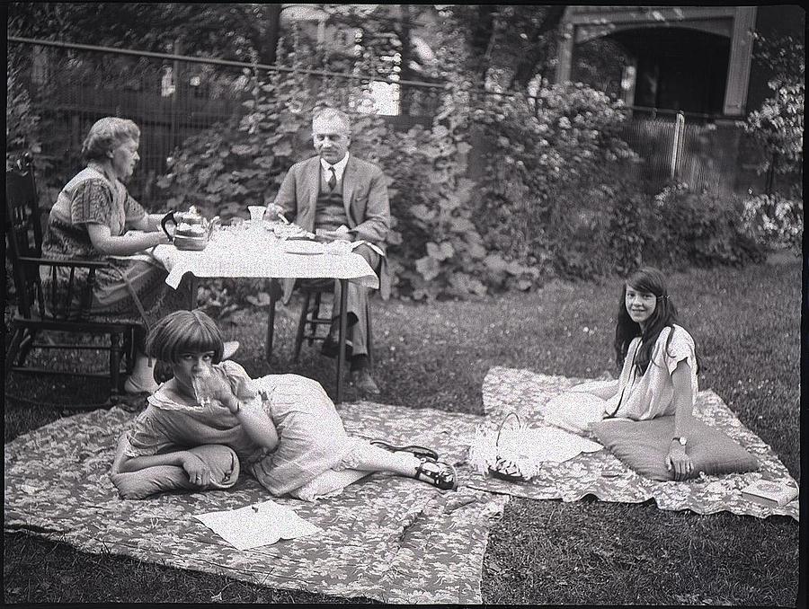 Tea party in a garden 1924 Painting by Celestial Images