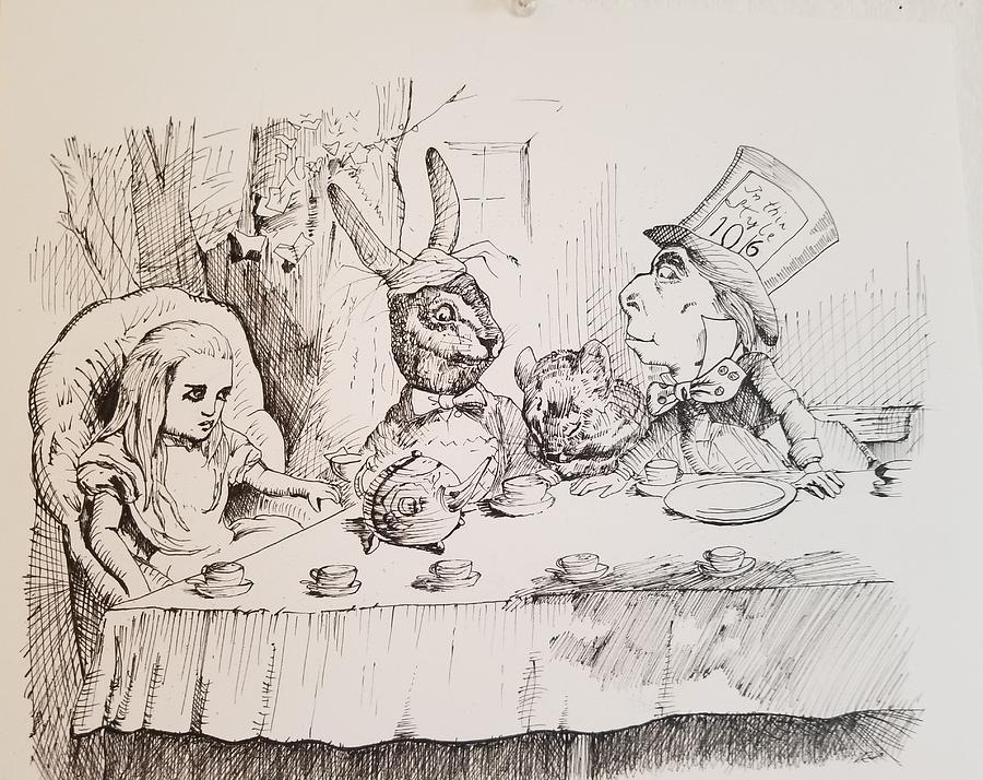 Tea Party Drawing by Steve Conary Fine Art America