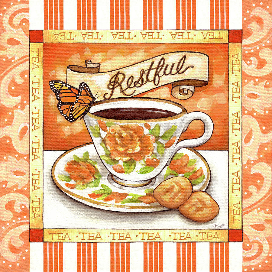 Tea Painting - Tea Restful Orange Teacup by Cathy Horvath-buchanan