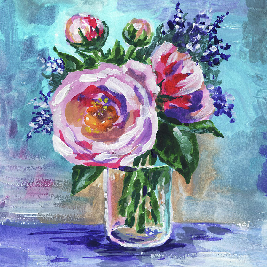 Tea Roses Bouquet Floral Impressionism  Painting by Irina Sztukowski