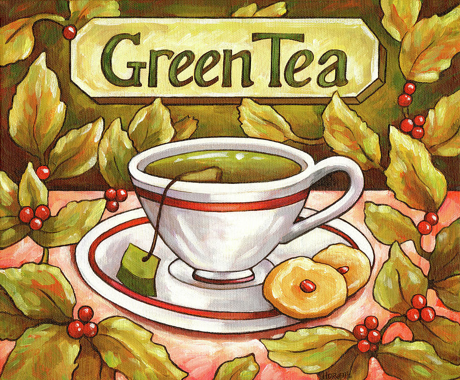 Tea Painting - Tea Time Green Tea by Cathy Horvath-buchanan