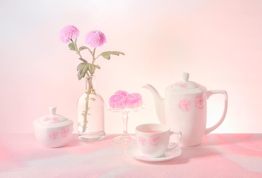 Tea Time With Cakes And Flowers Photograph by Gaosl