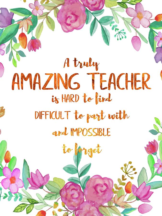Teacher Gift Thank you Quote Digital Art by Magdalena Walulik | Fine