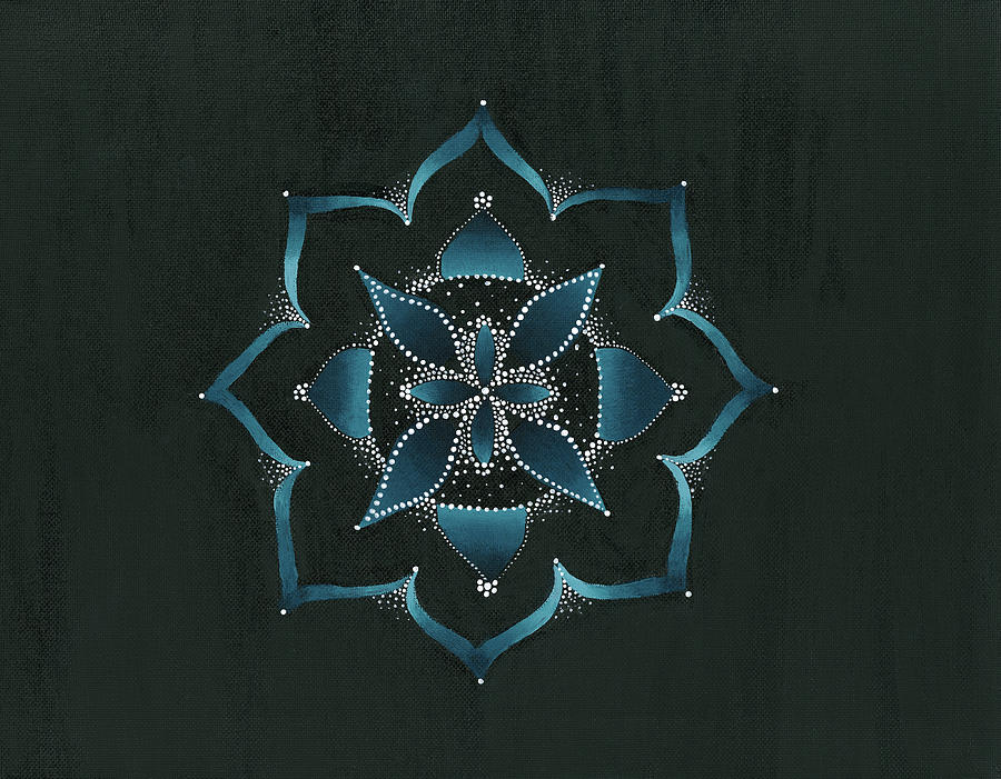 Spiritual Digital Art - Teal Acrylic Mandala by Nicky Kumar