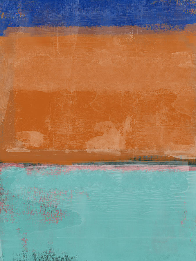 Teal and Orange Abstract Study Painting by Naxart Studio