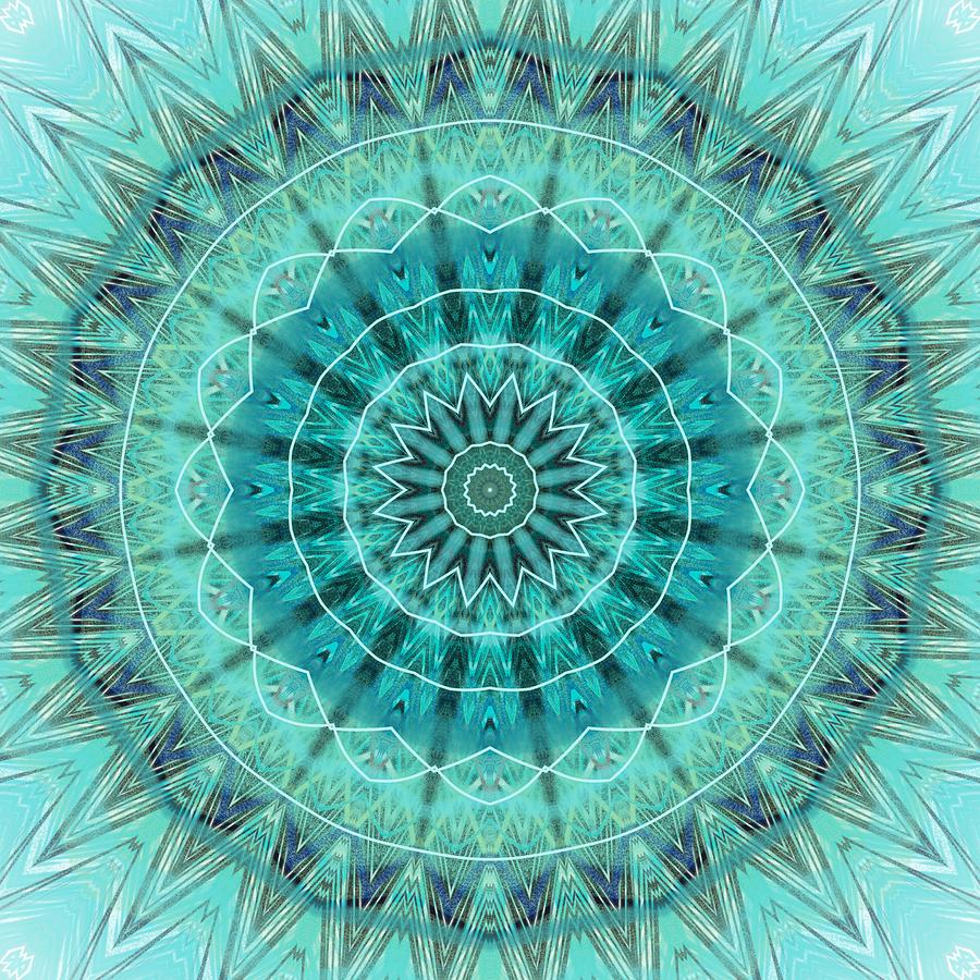 Teal Bohemian Mandala Digital Art