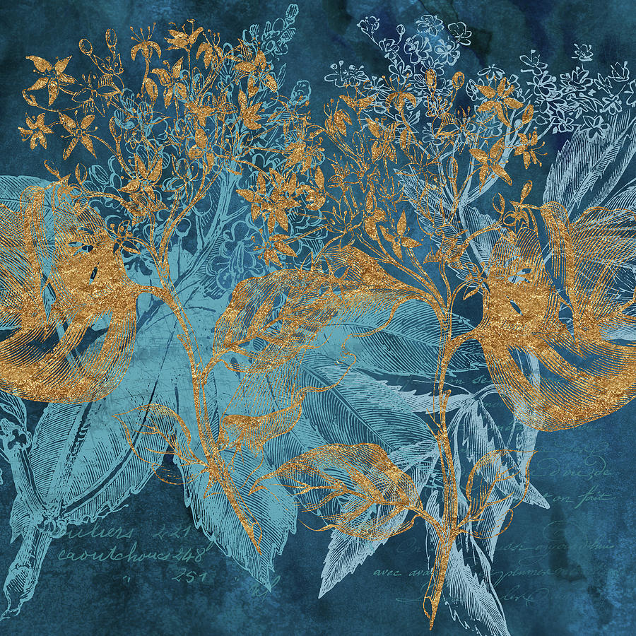 Flower Digital Art - Teal Garden Summer by Tina Lavoie