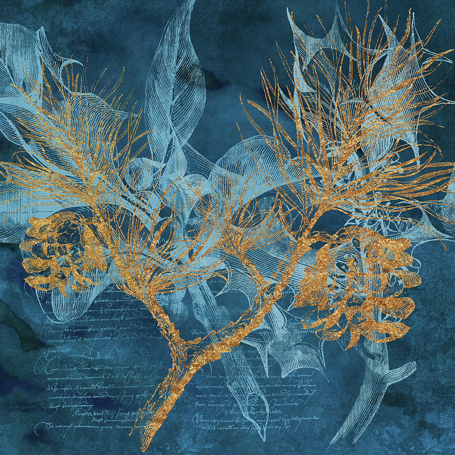 Flower Digital Art - Teal Garden Winter by Tina Lavoie