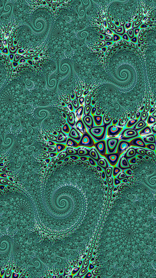 Teal Octopus Modern Fractal Abstract Digital Art by Shelli Fitzpatrick