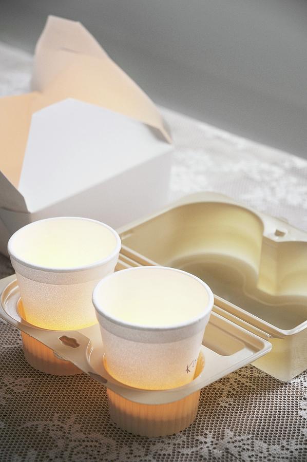 Tealights In Paper Cups In To-go Tray And Take-away Carton Photograph by James Stokes