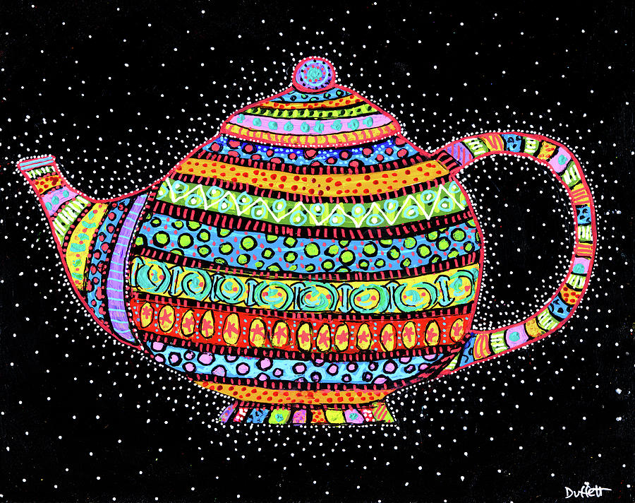 Tea Painting - Teapot Colourful by Shelagh Duffett