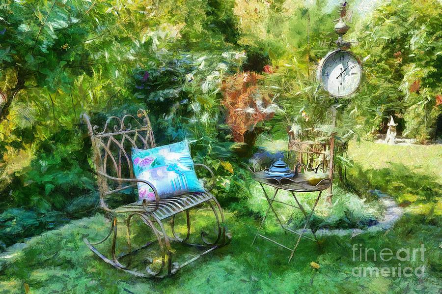 Garden Mixed Media - Teatime by Eva Lechner