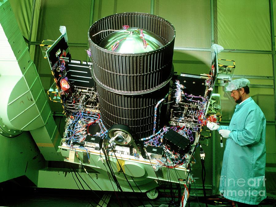 Technician Constructing A Communication Satellite Photograph by Rosenfeld Images Ltd/science Photo Library