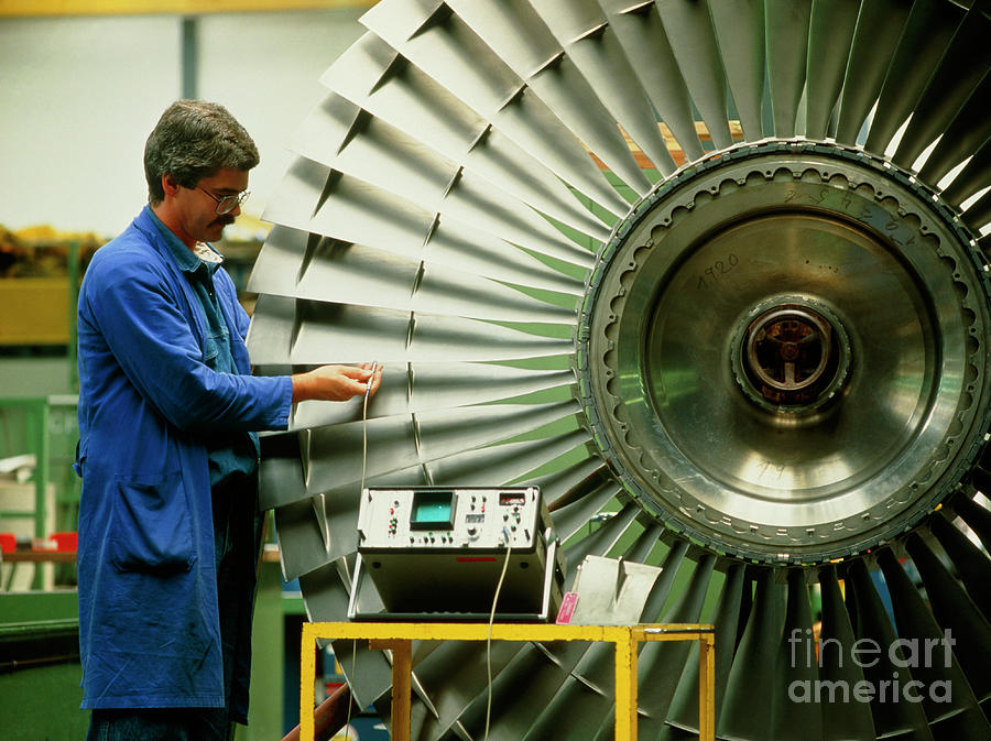 Technician Testing Aircraft Engine Turbine Blades Photograph by Rosenfeld Images Ltd/science Photo Library