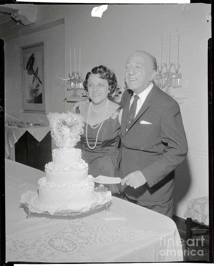 Ted And Adah Lewis Preparing To Cut Cake Photograph by Bettmann