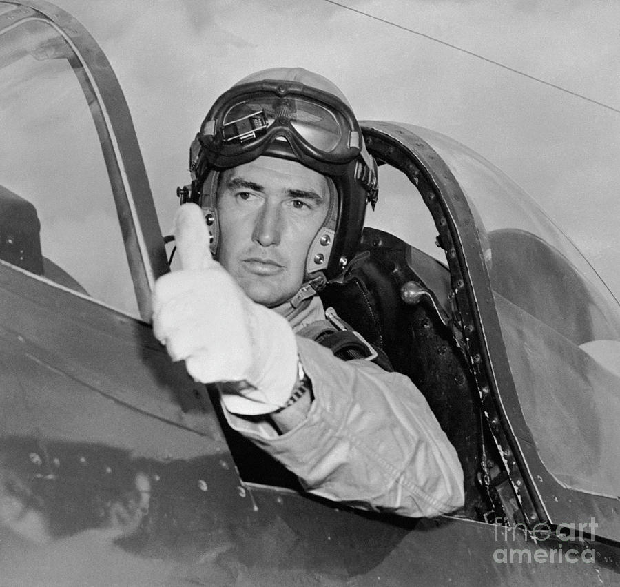Ted Williams In Airplane Cockpit Photograph by Bettmann