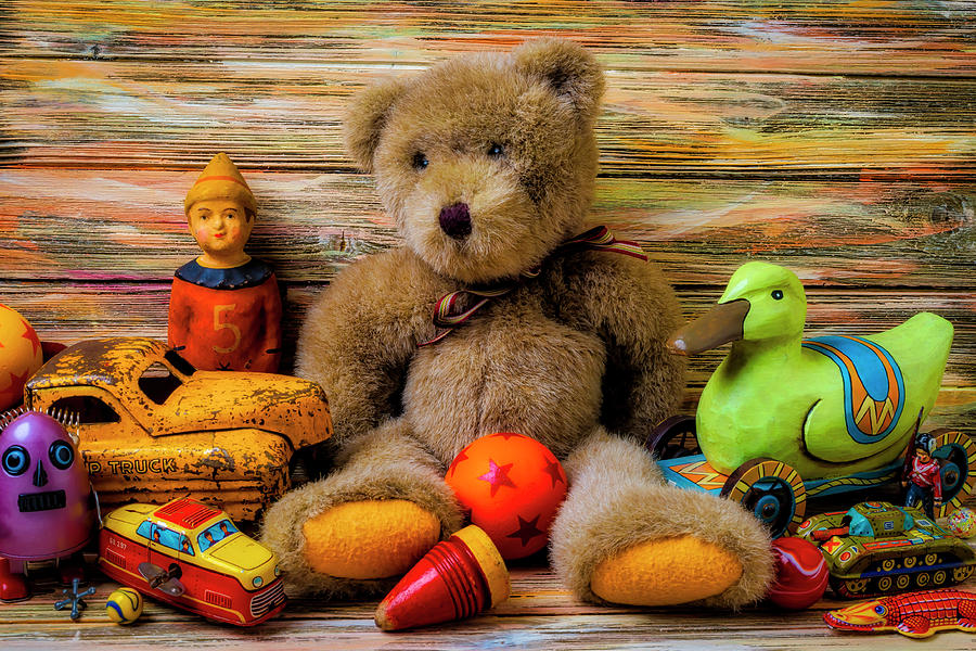 Bear Photograph - Teddy Bear And Toy Friends by Garry Gay