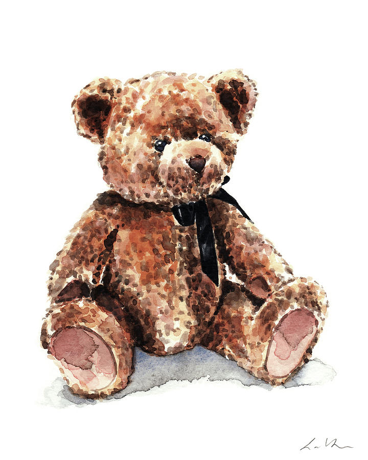 teddy bear watercolor painting