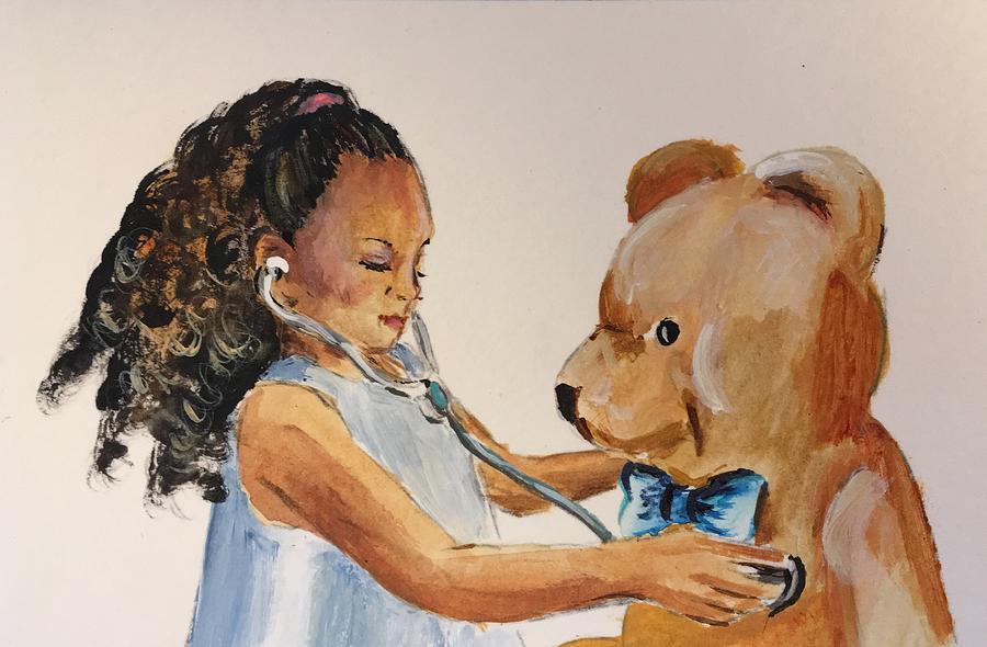 Teddy Bears Doctor Painting by Karen Ferrand Carroll