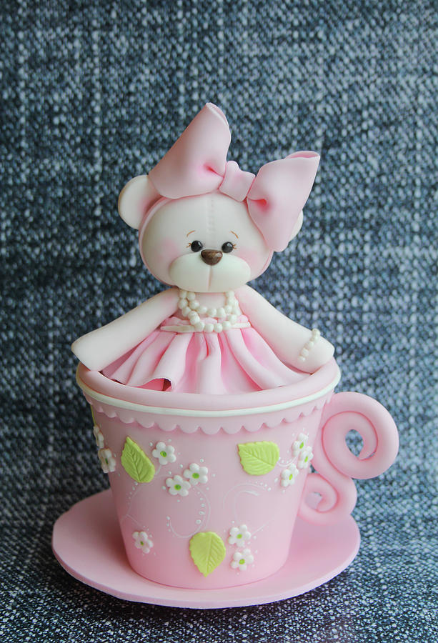 Teddy Photograph - Teddy In Cup Pink by Sugar High