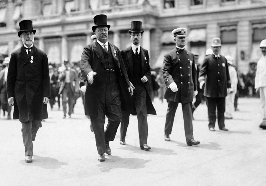 Theodore Roosevelt Photograph - Teddy Roosevelt, Mayor Gaynor, Cornelius Vanderbilt - NYC - 1910 by War Is Hell Store